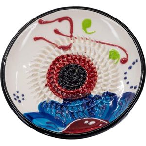 Keramisch raspbord - Eten bereiden - Handgemaakt - 12 cm - Wit met blauwe bloesem