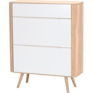 Gazzda Ena shoe cabinet houten schoenenkast whitewash - 90 x 110 cm