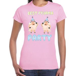 Bellatio Decorations Verkleed T-shirt voor dames - best pyjama party - roze - carnaval - foute party S