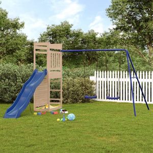 The Living Store Houten speelset - speeltuin voor kinderen - massief grenenhout - 316 x 349 x 207 cm - inclusief schommel - glijbaan en rotswand - 3-8 jaar - max - 45 kg - montage vereist