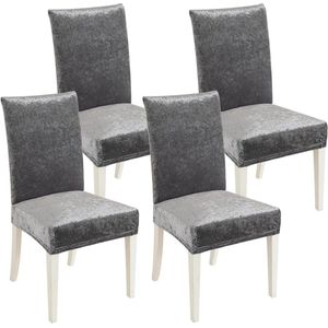Stoelhoezen set van 4 - elastische hoezen voor kantelstoelen - grijs fluwelen stoelhoezen - bureaustoel overtrek - keuken woonkamer banket familie bruiloft feest stoel - beschermhoezen .