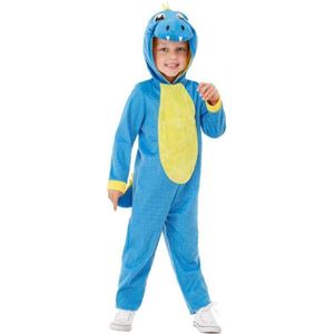 Smiffy's - Draak Kostuum - Blauwe Vuurspuwende Draak Kind Kostuum - Blauw - Maat 90 - Halloween - Verkleedkleding