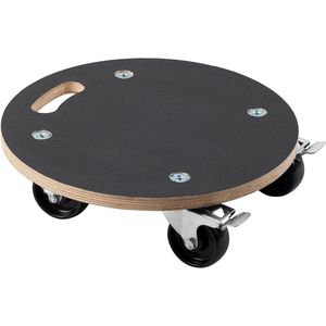 Plantenroller Ø 380 mm - 200 kg draagkracht - zeefdrukplaat - PA-wielen - vergrendeling - waterafstotend/meubelroller/onderzetter met wielen/transporthulp voor planten / 822040