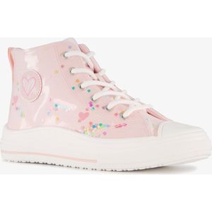 Blue Box hoge meisjes sneakers roze met hartjes - Maat 29