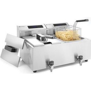 Digitale Friteuse - Mastercook 2x 8 Liter - Met Aftapkraan - 2x 3,5 kW - 605x515x(H)345mm