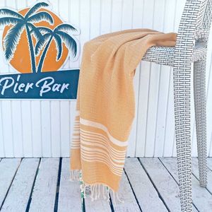 Fashion4wellness Hamamdoek Plaj Mustard / FOUTA - STRANDLAKEN - SAUNADOEK - 100 x 180 CM KATOEN