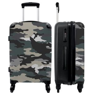 NoBoringSuitcases.com - Grote koffer mannen met camouflage design - Reiskoffer met 4 wielen - Trolley op wieltjes - Groene rolkoffer groot - 90 liter - Ruimbagage valies 20kg - Valiezen voor volwassenen