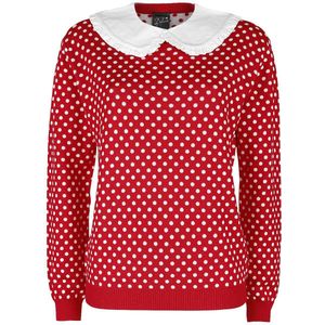 Pussy Deluxe - Chic Dotties Knit With Collar Pullover/trui - M - Rood