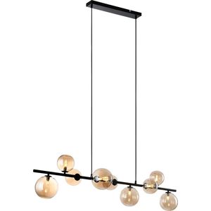 Freelight - Hanglamp Calcio 9 lichts L 125 cm excl. 9x G9 LED amber glas zwart