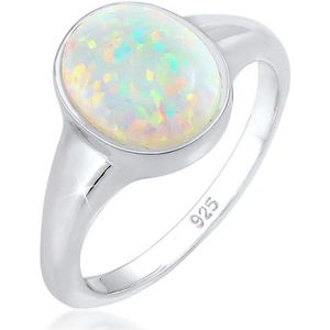 Elli Dames Ring Dames Zegel Trend met Synthetische Opaal in 925 Sterling Zilver Verguld