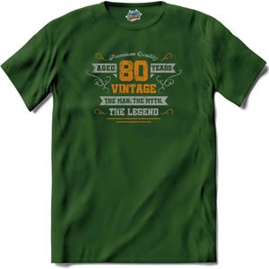 80 Jaar vintage legend - Verjaardag cadeau - Kado tip - T-Shirt - Heren - Bottle Groen - Maat S