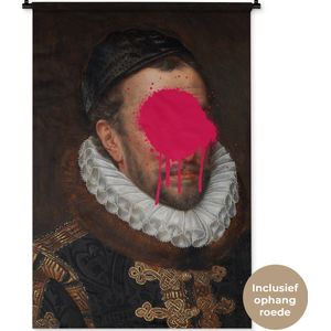 Wandkleed - Wanddoek - Willem van Oranje - Adriaen Thomasz - Roze - 90x135 cm - Wandtapijt