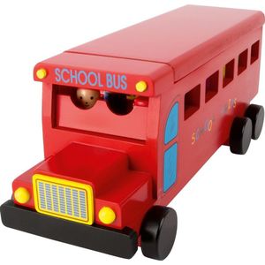 Small Foot - Houten rode schoolbus - Legler - Inclusief 12 poppetjes