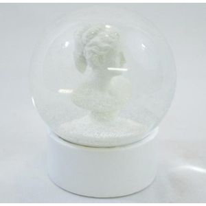 ZoeZo Design - Sneeuwbal - sneeuwbol - klassieke dame - wit - H11.5 x Ø 11 cm - glas - stenen sokkel