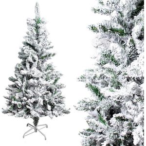 Kerstboom met sneeuweffect, pvc-naalden, kunstkerstboom met vlokken, grote besneeuwde kunstdennenboom (wit, 120, 150 en 180 cm)