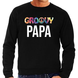 Groovy papa - sweater zwart voor heren - papa kado trui / vaderdag cadeau M
