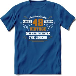 48 Jaar Legend T-Shirt | Goud - Wit | Grappig Verjaardag en Feest Cadeau Shirt | Dames - Heren - Unisex | Tshirt Kleding Kado | - Donker Blauw - XXL