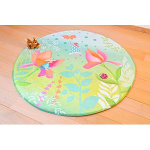 Kindertapijten.be - Kindertapijt Met Fee - Rond - 130cm diameter - Ultrazacht - Anti-slip - Wasbaar - Tapijt Kinderkamer / Tapijt Kinderen / Mat Kinderkamer / Kindermat / Vloerkleed Kinderkamer / Speelmat / Speeltapijt / Speelkleed