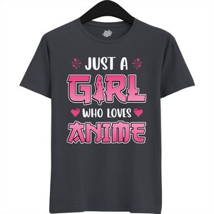 Just a girl who loves anime - Japans cadeau - Unisex t-shirt - grappig anime / manga hobby en verjaardag kado shirt - T-Shirt - Unisex - Mouse Grey - Maat M