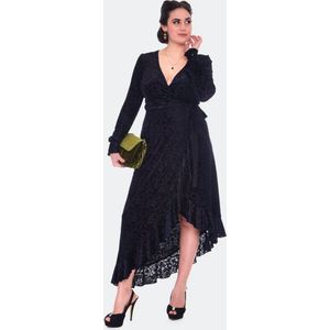 Voodoo Vixen Devore Long Sleeve Wrap Dress Medium-lengte jurk zwart M Dames
