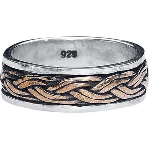 Keltische knoop 925 zilveren ring met brons maat 68 (R156.68)