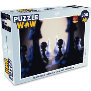 Puzzel De zwarte pionnen van het schaken - Legpuzzel - Puzzel 500 stukjes