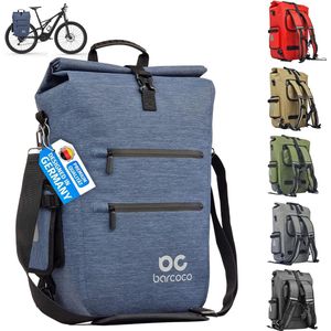 Fietstassen voor bagagedrager, 100% waterdichte fietsrugzak, bagagedragertas voor fiets, Klickfix met laptopvak, laptoptas, rugzak, 21 L, Blue Jeans