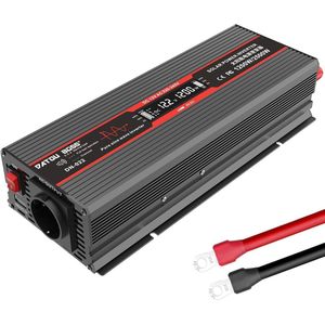 Omvormer 1200W 12V naar 230V - Zuivere Sinusgolf met USB en LED-display voor Huishoudelijke Apparaten
