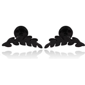 Mendes Leaf Stud oorbellen Black