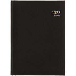 Brepols Agenda 2023 - Minister - Uitgestanste maandtabs - Lima - Kunstleder - 14,8 x 21 cm - Zwart