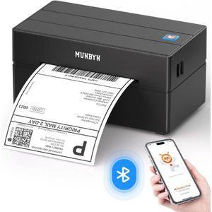 MUNBYN Verzendlabelprinter - Labelprinter - Labelmaker - Labelprinters - Label Printer - Labelprinter Verzendlabel - Verzendlabel Printer - Etiketten Printer - Etiketten Printer Apparaat - Thermische Labelprinter - Labelprinter Bluetooth - Zwart