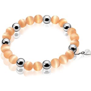 Zinzi zilveren rek-armband one-size oranje cateyes CH-A21K