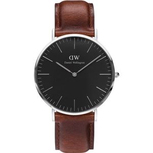Daniel Wellington Classic Black St. Mawes DW00100130 - Horloge - Leer - Bruin - Ø 40mm