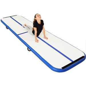AirTrack Turnmat 4 Meter - Gymnastiekmat - Fitnessmat - Gymmat - Yoga Mat - Opblaasbaar - Blauw - Inclusief Pomp - Inclusief Opbergtas