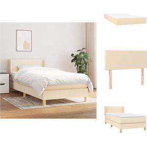 vidaXL Boxspringbed - Comfort - Bed - 203 x 83 x 78/88 cm - Crème - Duurzaam stof - Verstelbaar hoofdbord - Pocketvering matras - Middelharde ondersteuning - Huidvriendelijk topmatras - Bed