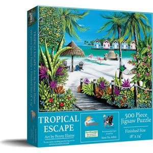 XL legpuzzel- 500 extra grote puzzelstukjes - Vakantie in de tropen - ouderen- slechtziende - SunsOut