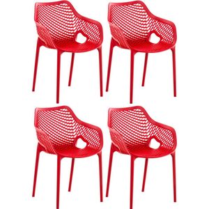 CLP Air XL Set van 4 Stapelstoelen - Kunststof - rood