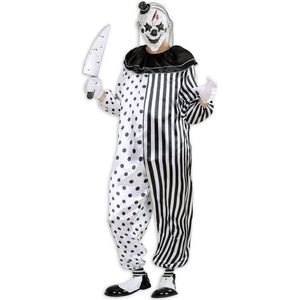 Widmann - Monster & Griezel Kostuum - Killer Pierrot Slager Clown - Man - Zwart / Wit - Small - Halloween - Verkleedkleding