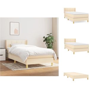 vidaXL Boxspringbed - Pocketvering - 90x190 cm - Crème - Verstelbaar hoofdbord - Bed