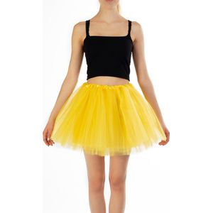 KIMU® Tutu Geel Tule Rokje - Maat L XL XXL - Gele Petticoat Rok Dames - Onderrok Tulerok Volwassenen Rode Duivels Vlinder Bij Festival