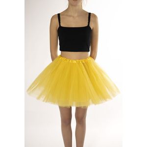 KIMU® Tutu Geel Tule Rokje - Maat L XL XXL - Gele Petticoat Rok Dames - Onderrok Tulerok Volwassenen Rode Duivels Vlinder Bij Festival