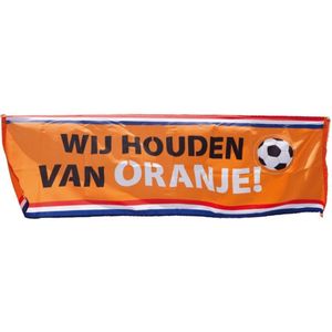 Spandoek ""Wij houden van Oranje"" 74x220cm | EK WK Vlag | Koningsdag | Versiering