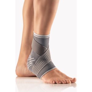 BORT activemed Enkelbrace met verstelbare Fixatieband – Enkelbandage met Siliconen Pelotten en Compressieklasse II – Ondersteuning bij Verstuiking, Artrose en Zwakke Enkelbanden – Maat S – Grijs