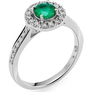Orphelia RD-3916/EM/50 - Ring - Goud 18 kt - Diamant 0.29 ct / Smaragd 0.43 ct - 16.00 mm / maat 50