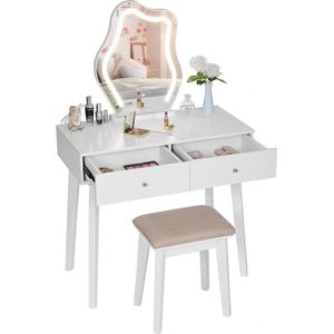 White-Label® Kaptafel Kind - Make up Tafel voor Meisjes - Schminktafel - Wit