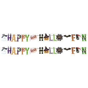 Horror/halloween letterslinger - 2x - Happy Halloween - papier - 250 cm - Feestartikelen/versiering