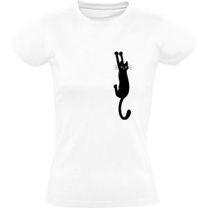 Kat hangt Dames T-shirt | poes | huisdier | grappig