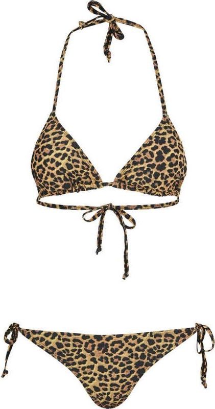 Urban Classics - Animal Leo Bikini set - M - Bruin/Zwart