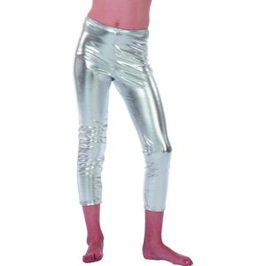 Wilbers & Wilbers - Glitter & Glamour Kostuum - Ms Silver Legging Kinderen Meisje - Zilver - Maat 140 - Carnavalskleding - Verkleedkleding