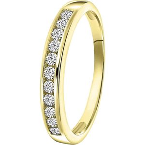 Lucardi Dames Ring gold met zirkonia - Ring - Cadeau - Echt Zilver - Goudkleurig